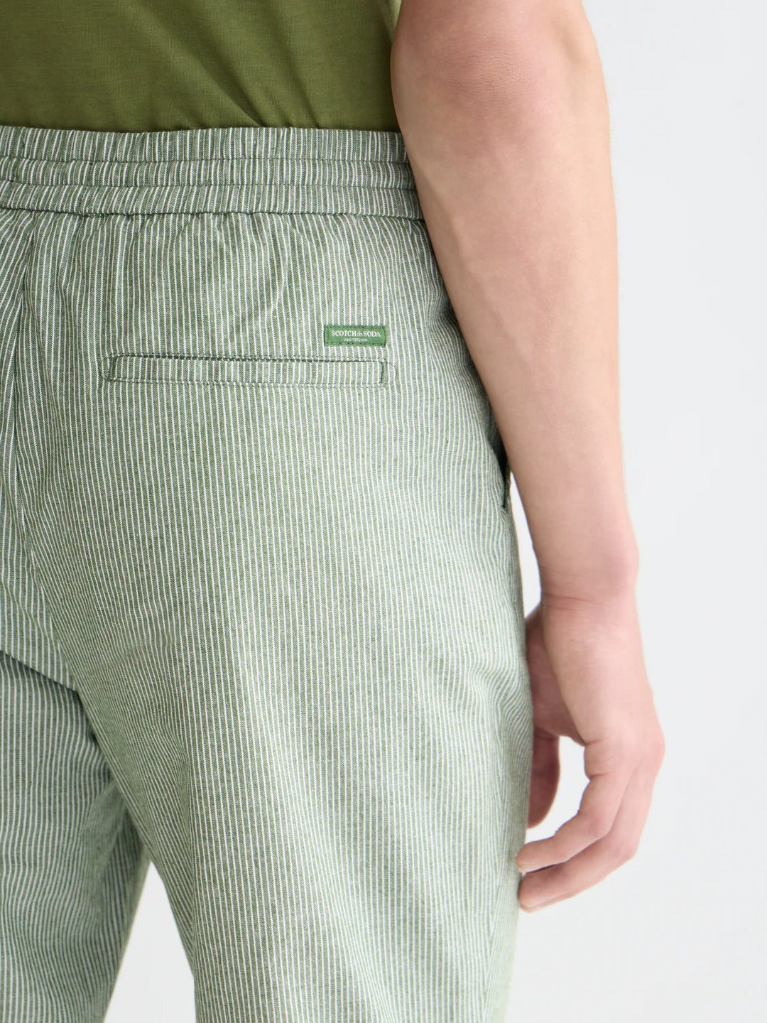Warren Yarn-Dyed Cotton/Linen Regular Straight-Fit Jogger Garden Green Stripe