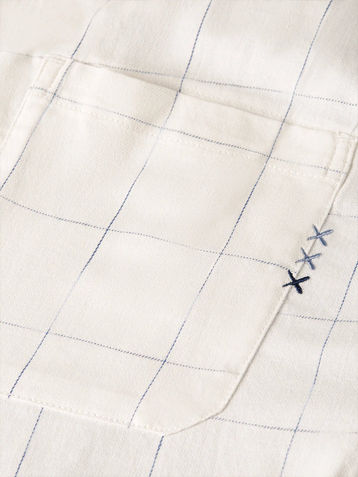 Oliver Linen-Blend Relaxed Straight-Fit Jogger - Bright White / Blue Check