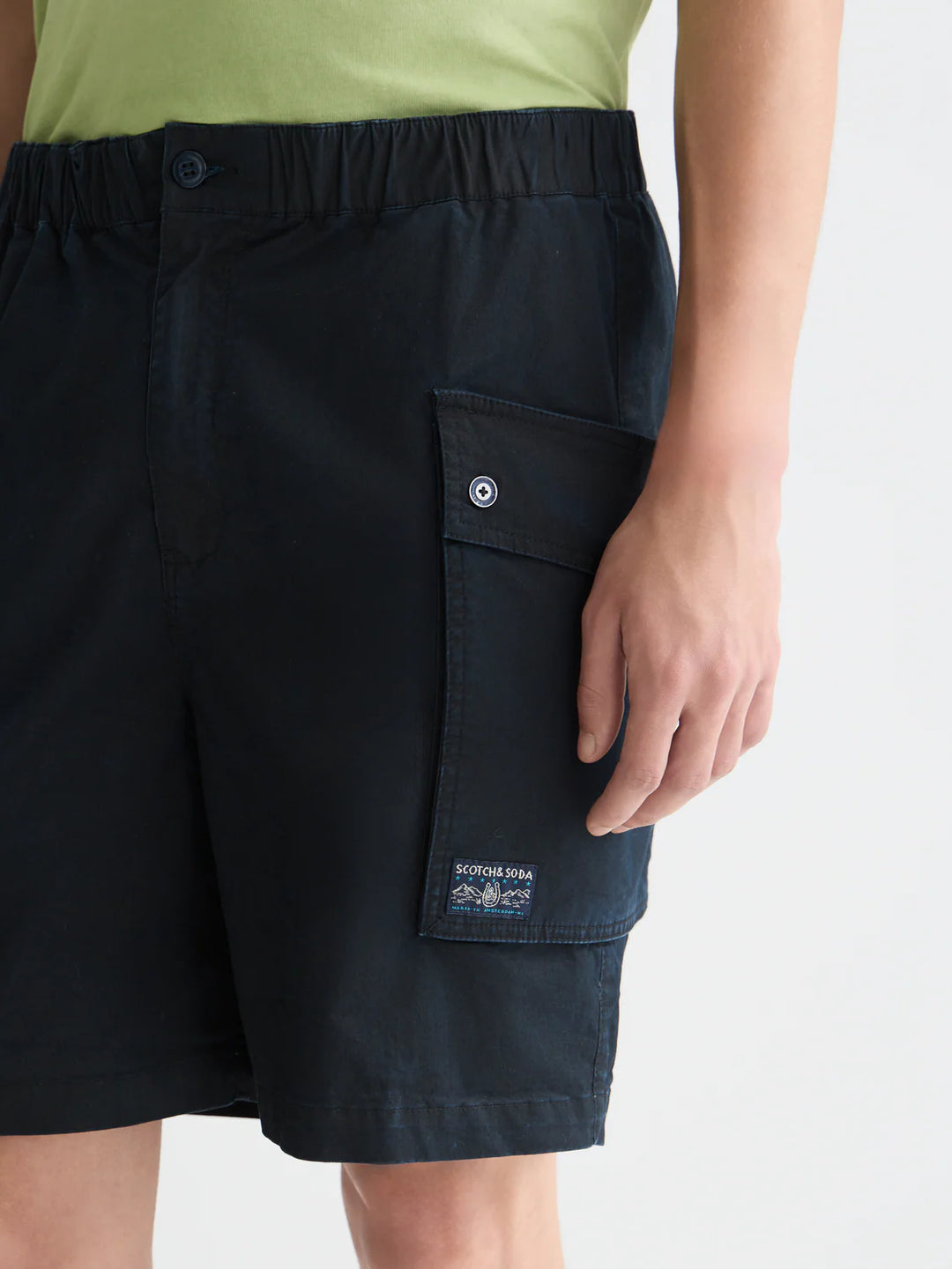 Washed Cotton-Blend Cargo Loose-Fit Bermuda Shorts Pageant Blue