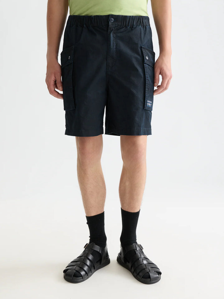 Washed Cotton-Blend Cargo Loose-Fit Bermuda Shorts Pageant Blue