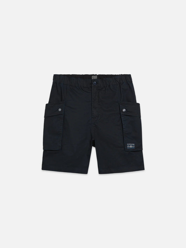 Washed Cotton-Blend Cargo Loose-Fit Bermuda Shorts Pageant Blue