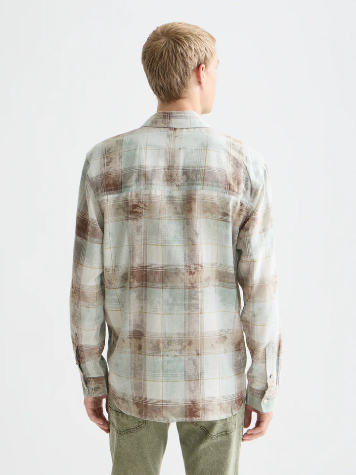 Washed Check Relaxed-Fit Shirt Tahitian Teal Check