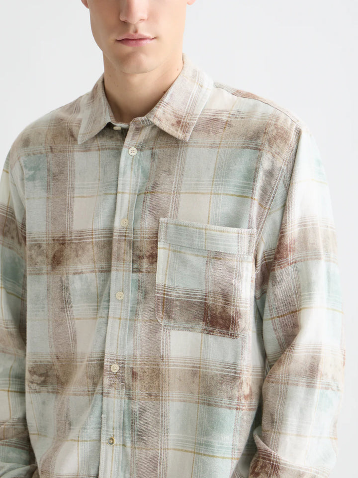 Washed Check Relaxed-Fit Shirt Tahitian Teal Check