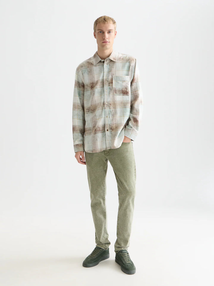 Washed Check Relaxed-Fit Shirt Tahitian Teal Check