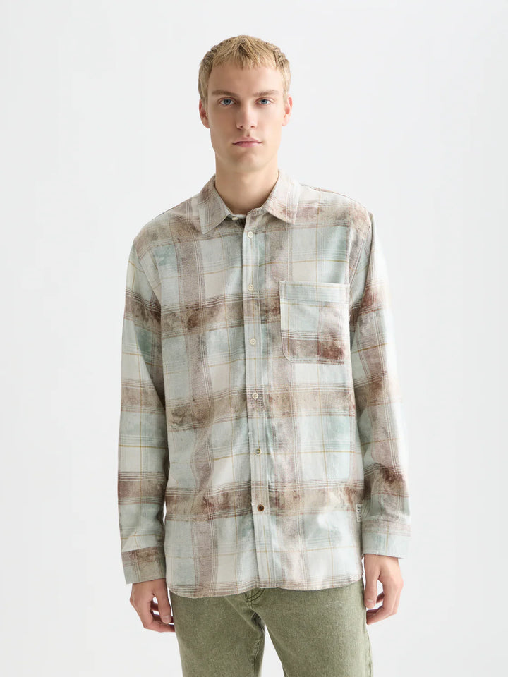 Washed Check Relaxed-Fit Shirt Tahitian Teal Check