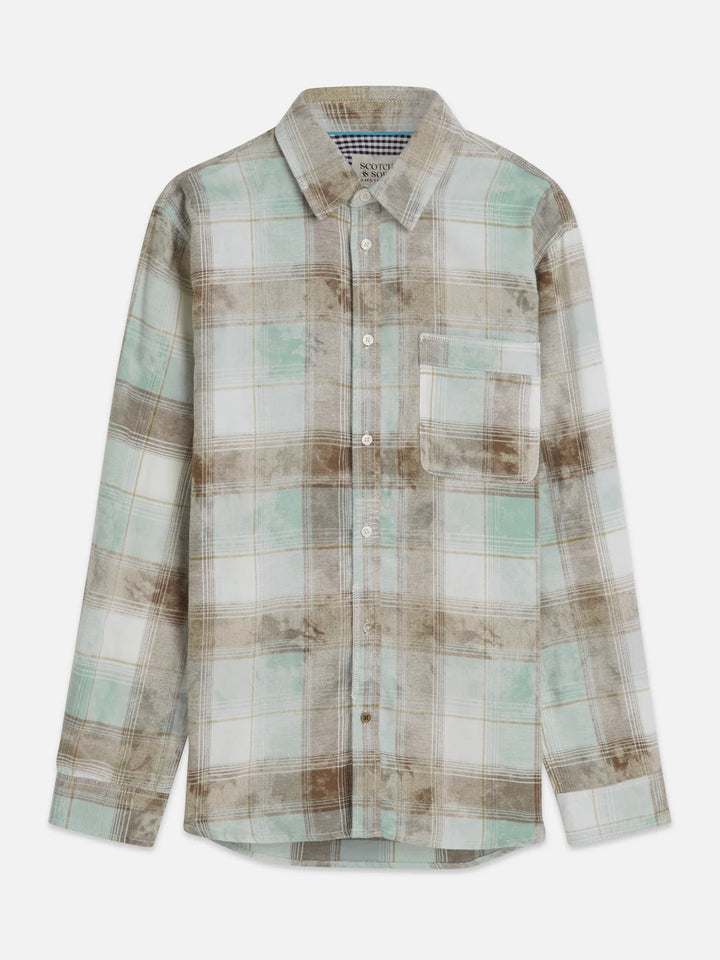 Washed Check Relaxed-Fit Shirt Tahitian Teal Check
