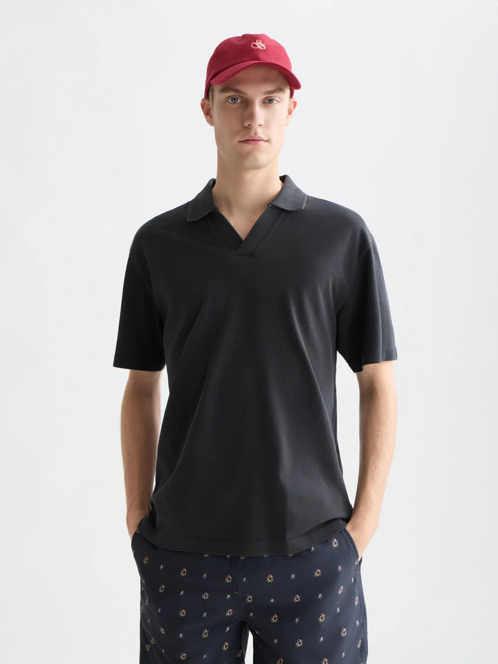 3 Crosses Pique Relaxed-Fit Garment-Dyed Polo Meteorite