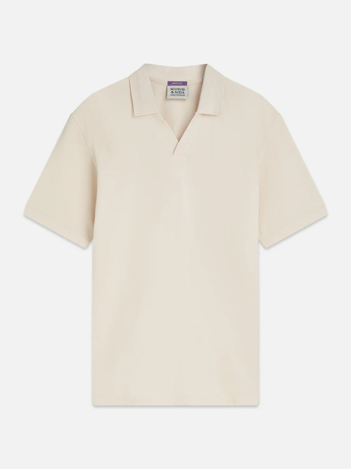 3 Crosses Pique Relaxed-Fit Garment-Dyed Polo Eggnog