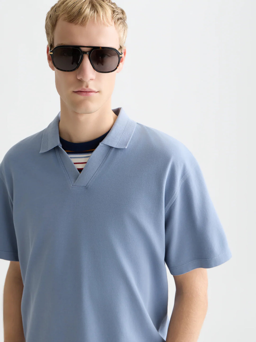 3 Crosses Pique Relaxed-Fit Garment-Dyed Polo Infinity