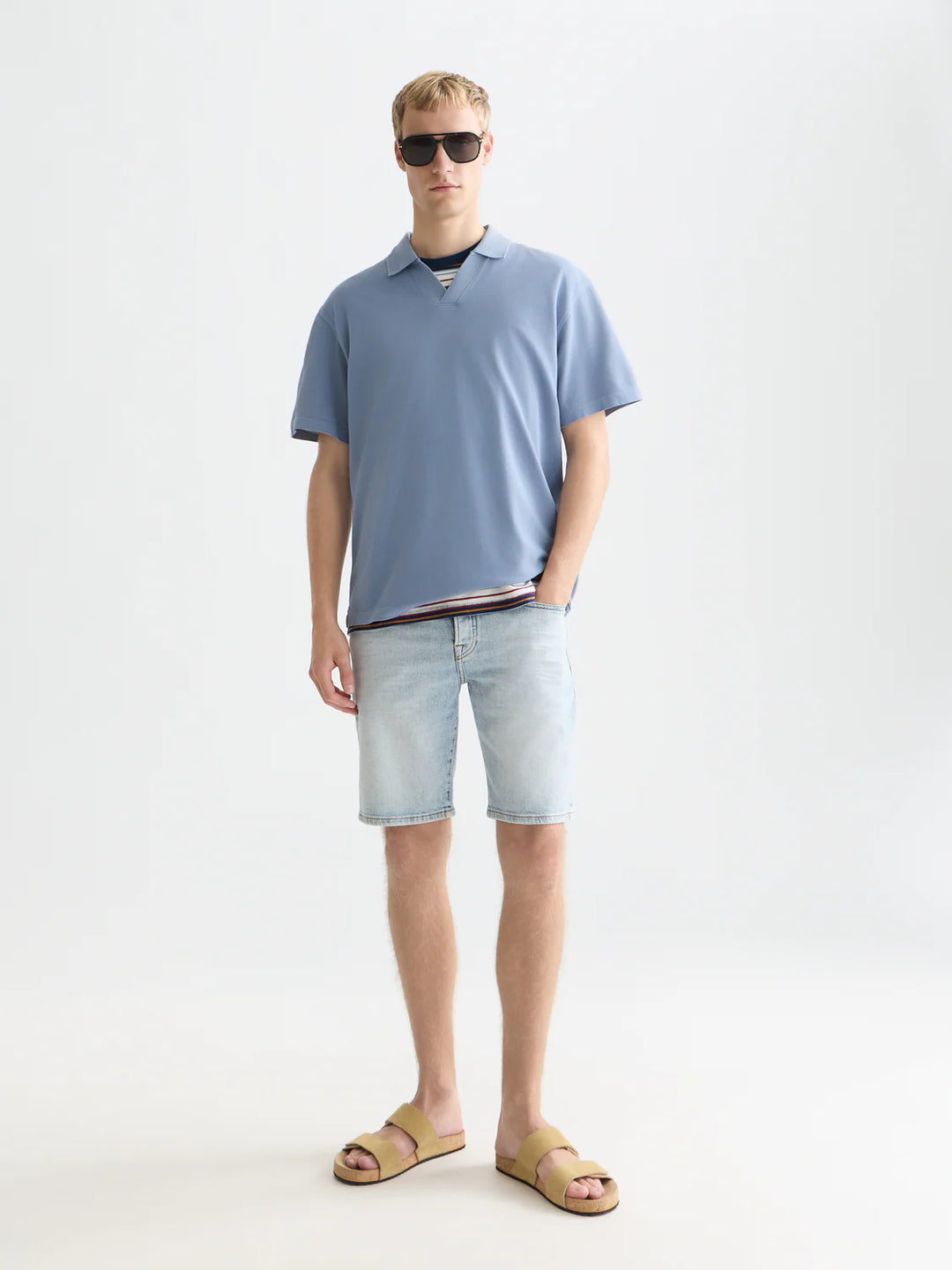 3 Crosses Pique Relaxed-Fit Garment-Dyed Polo Infinity