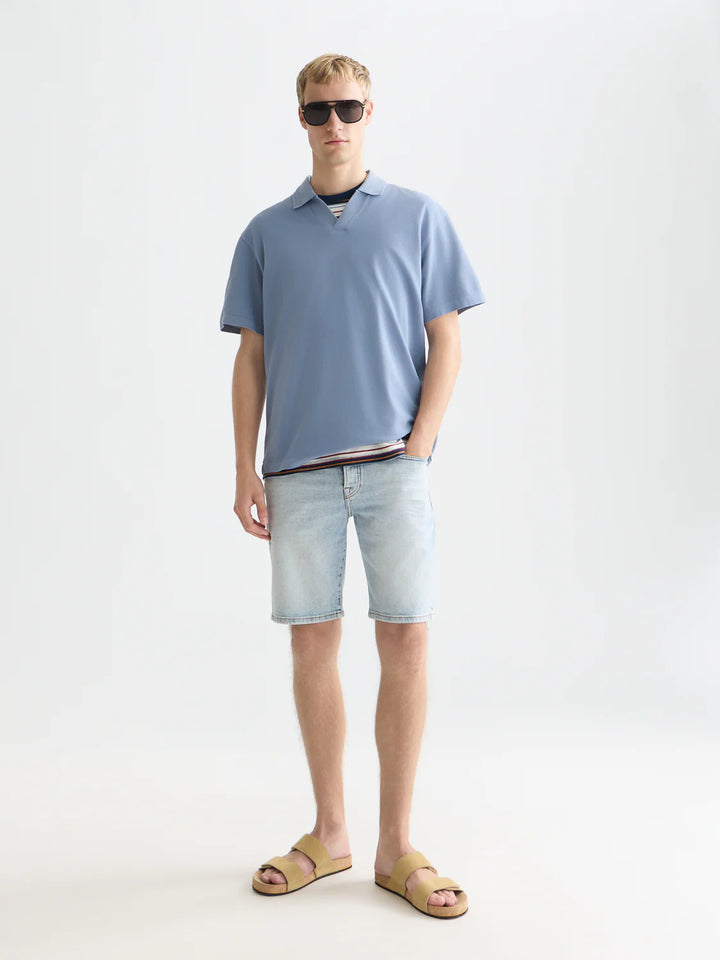 3 Crosses Pique Relaxed-Fit Garment-Dyed Polo Infinity