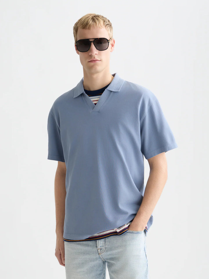 3 Crosses Pique Relaxed-Fit Garment-Dyed Polo Infinity