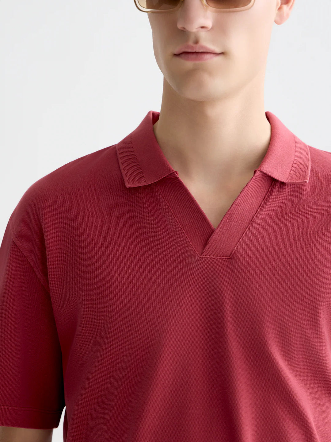 3 Crosses Pique Relaxed-Fit Garment-Dyed Polo Biking Red
