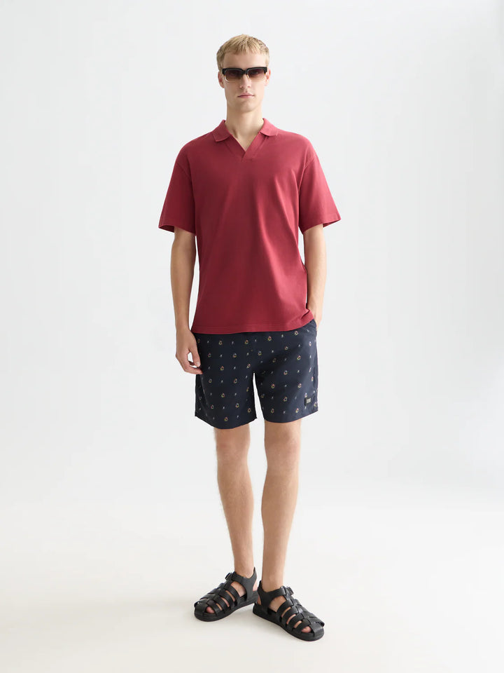 3 Crosses Pique Relaxed-Fit Garment-Dyed Polo Biking Red