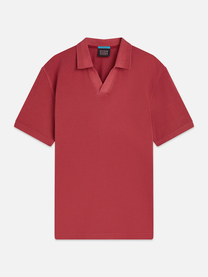 3 Crosses Pique Relaxed-Fit Garment-Dyed Polo Biking Red