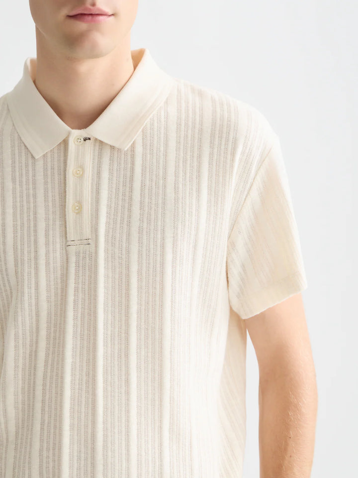 Structured Ribbed Relaxed-Fit Polo Eggnog