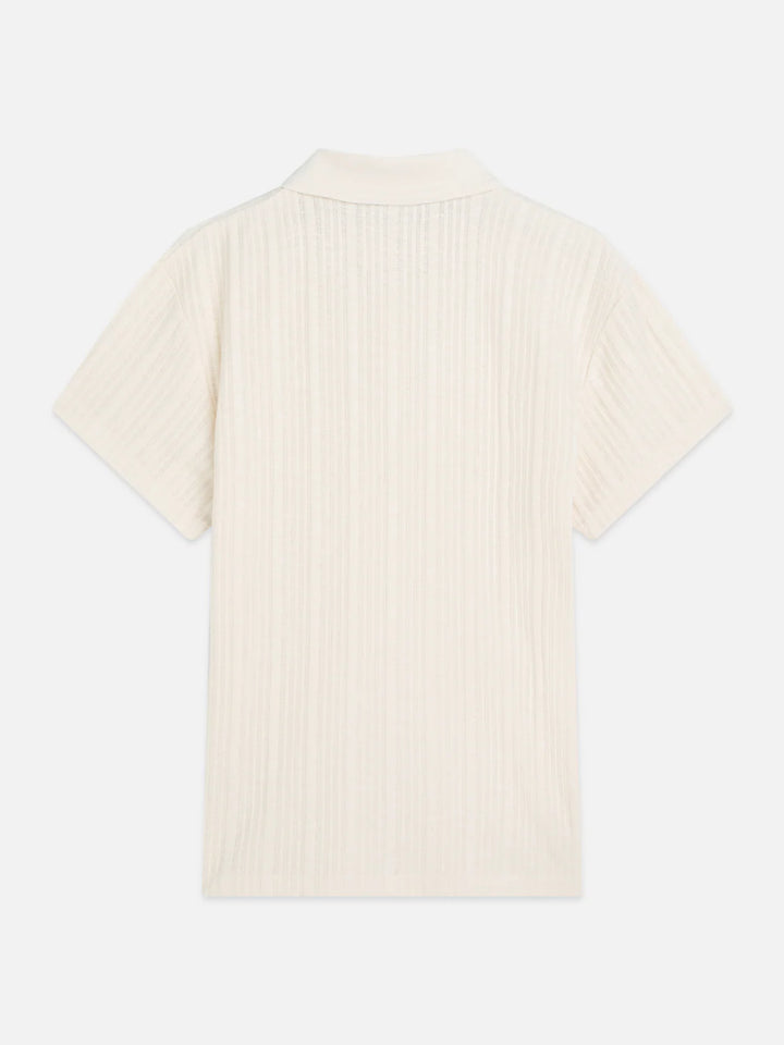 Structured Ribbed Relaxed-Fit Polo Eggnog