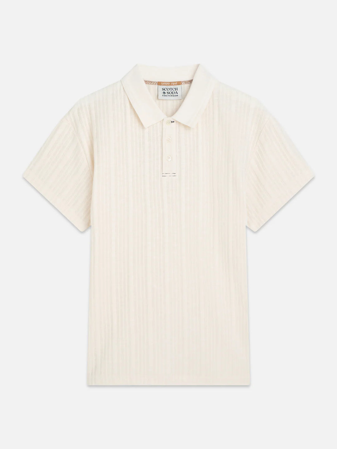 Structured Ribbed Relaxed-Fit Polo Eggnog
