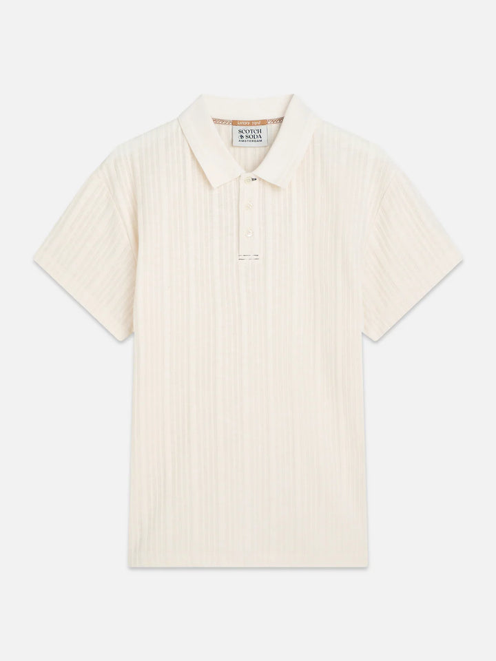 Structured Ribbed Relaxed-Fit Polo Eggnog