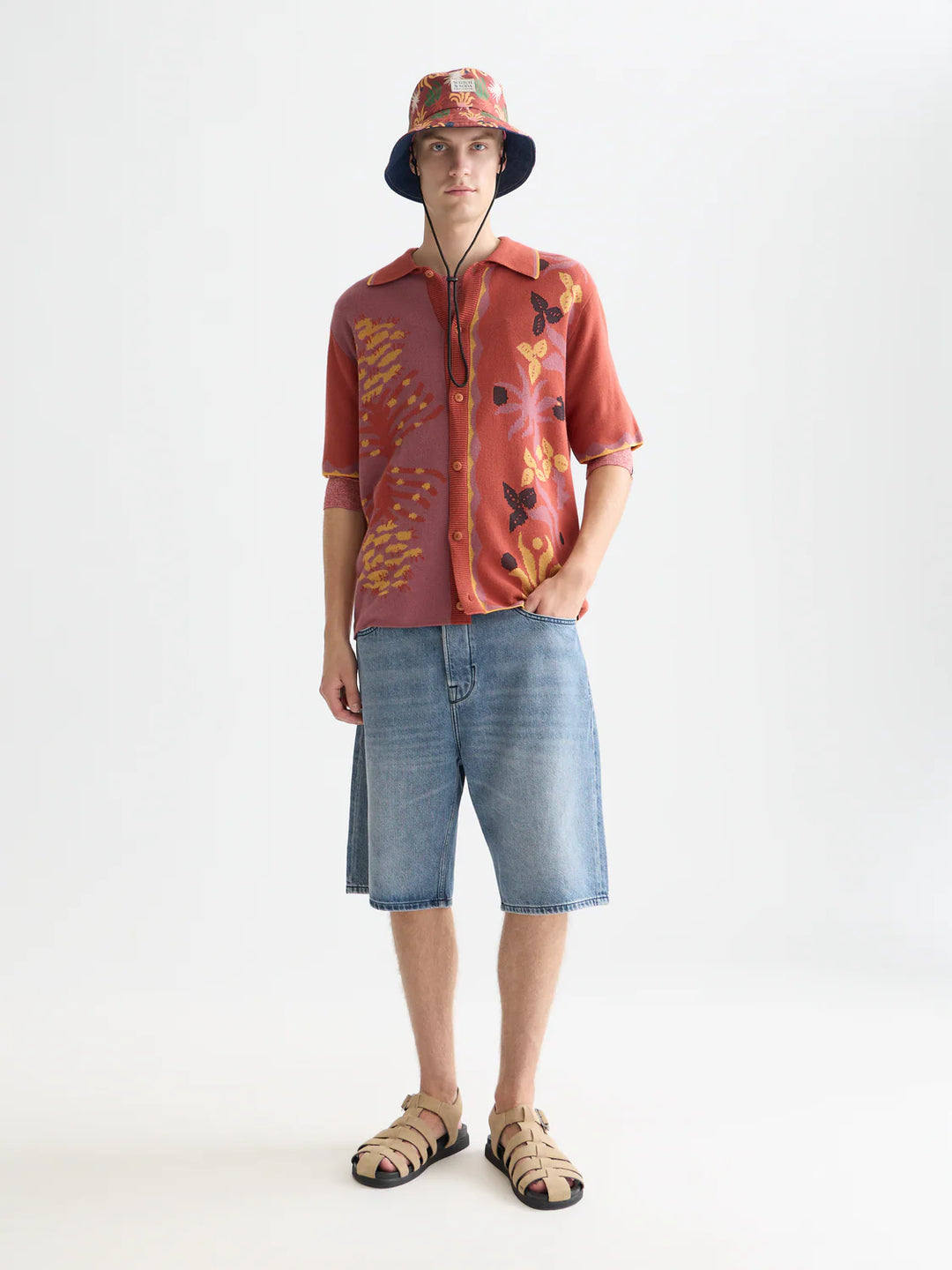 Knitted Jaquard Short Sleeve Shirt