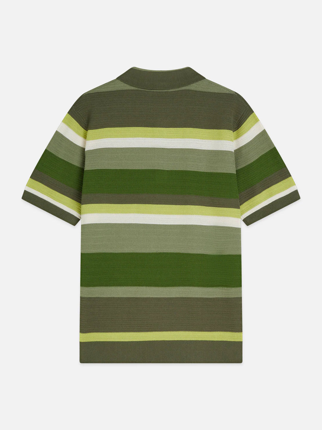 Structured Striped Knitted Polo Garden Green Stripe