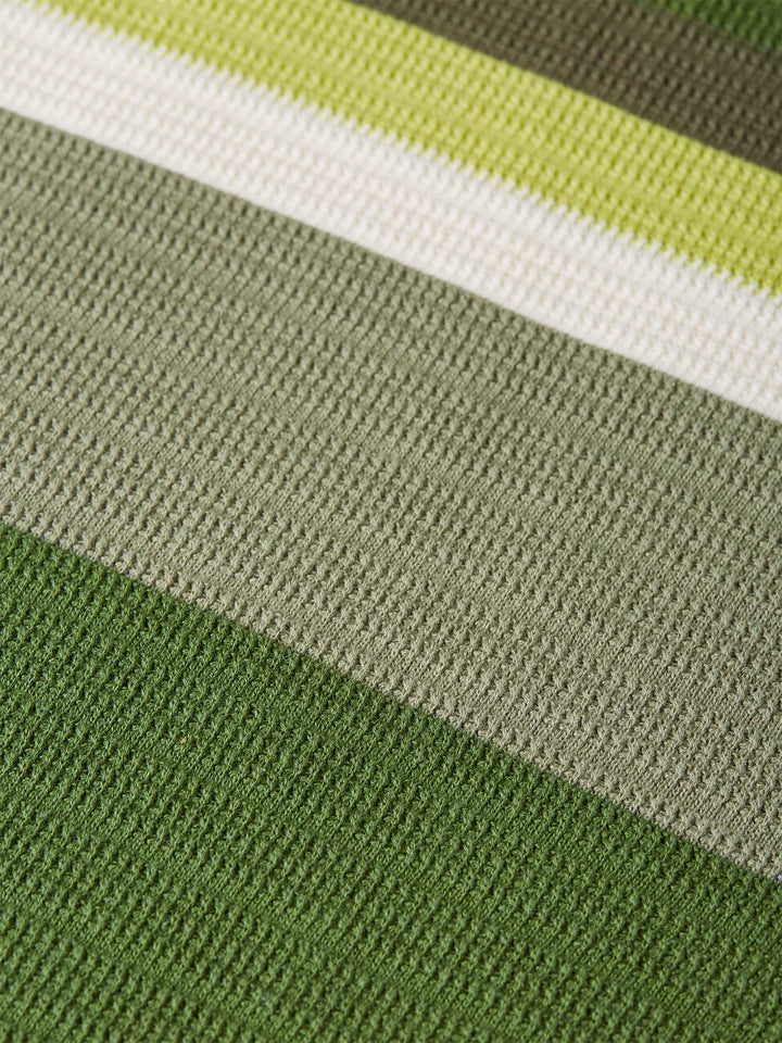 Structured Striped Knitted Polo Garden Green Stripe