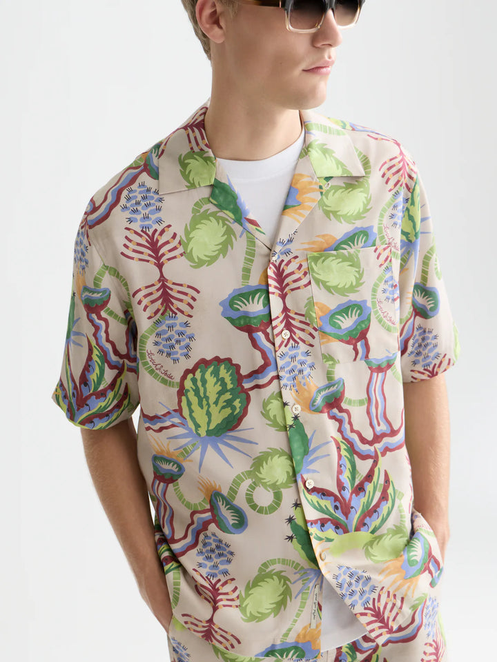 Printed Tencel Relaxed-Fit Short-Sleeved Shirt Desert Floral Canyon Clay