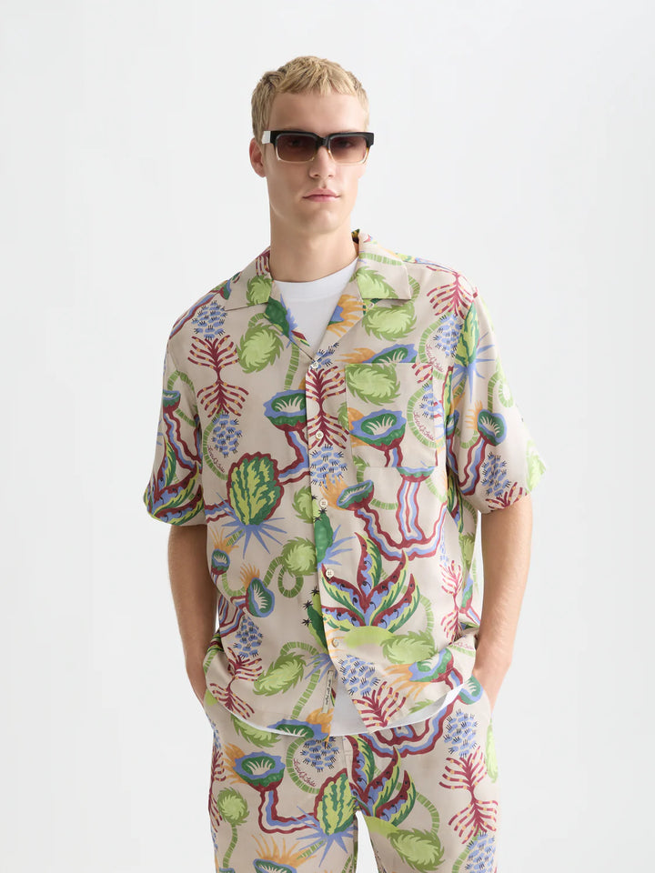 Printed Tencel Relaxed-Fit Short-Sleeved Shirt Desert Floral Canyon Clay