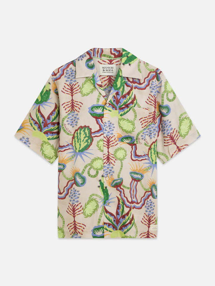 Printed Tencel Relaxed-Fit Short-Sleeved Shirt Desert Floral Canyon Clay