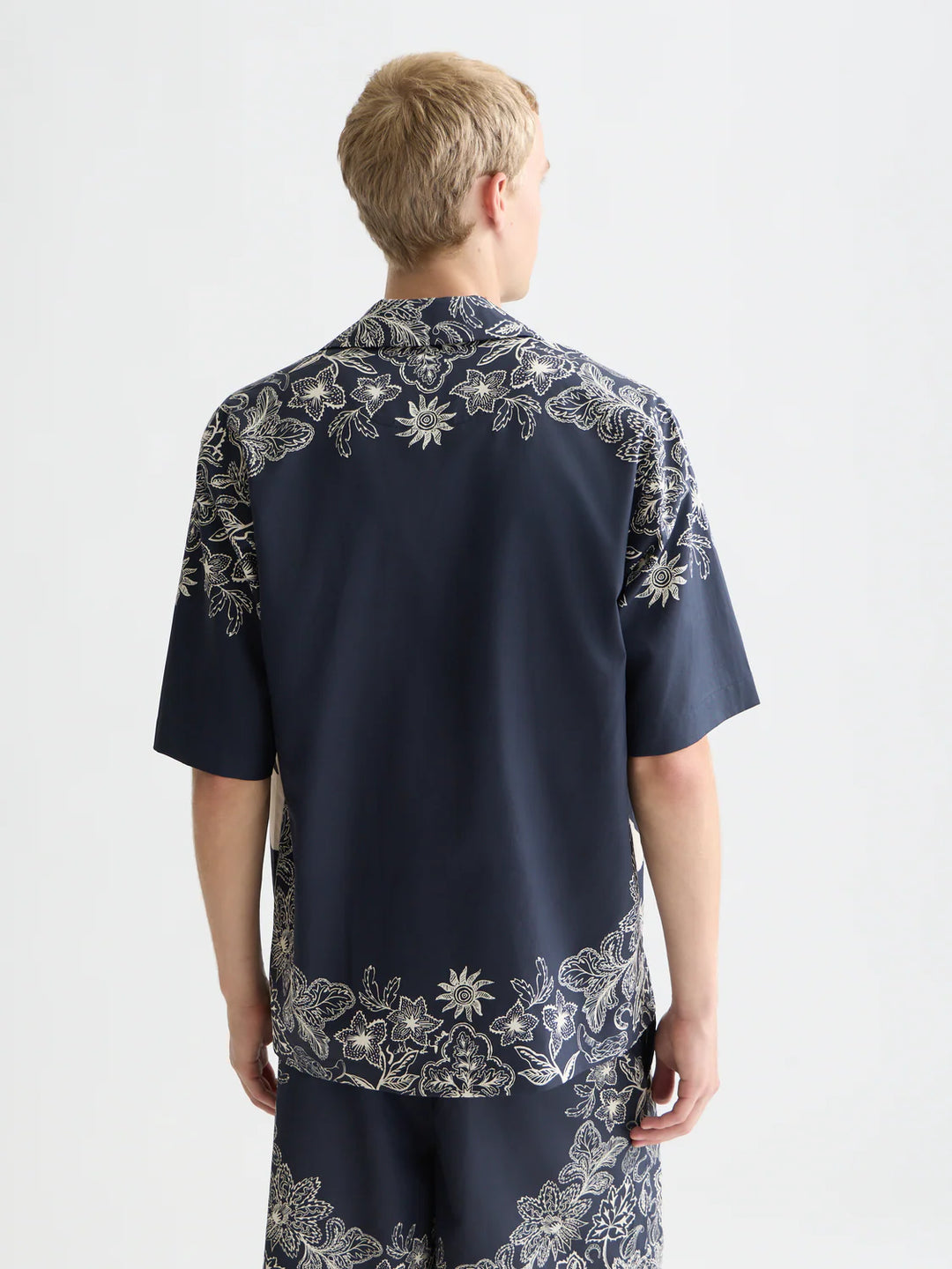 Printed Lyocell Relaxed-Fit Short-Sleeved Shirt Horse Bandana Dress Blues