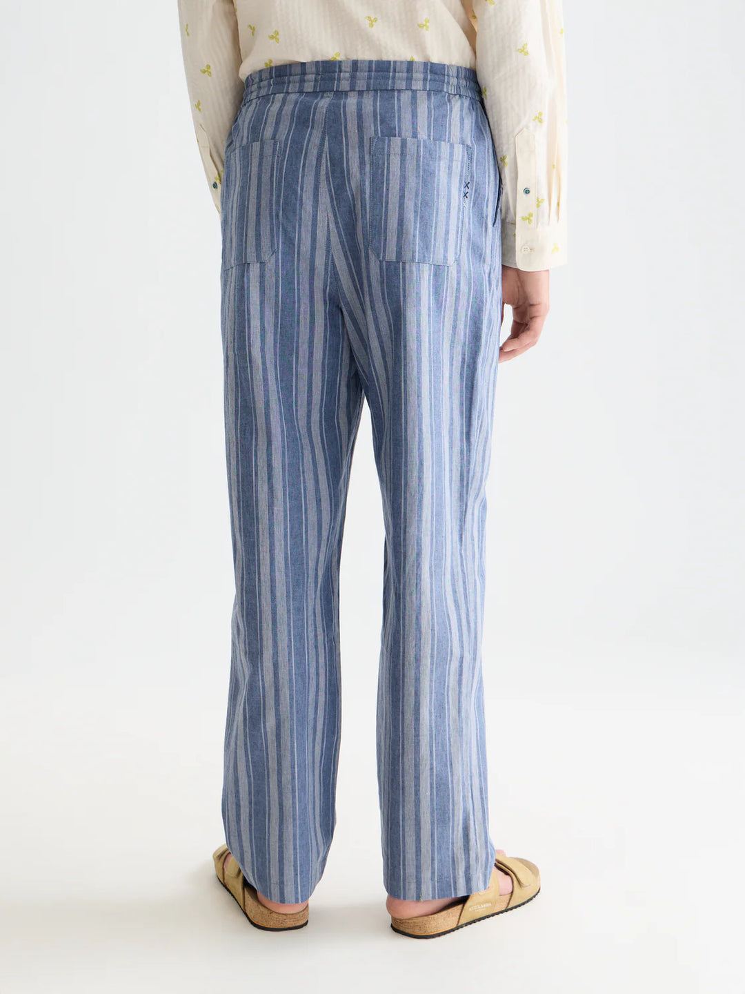 Oliver Pleated Linen-Blend Relaxed Straight-Fit Jogger - Pageant Blue Stripe