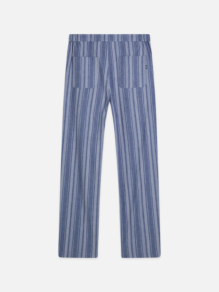 Oliver Pleated Linen-Blend Relaxed Straight-Fit Jogger - Pageant Blue Stripe