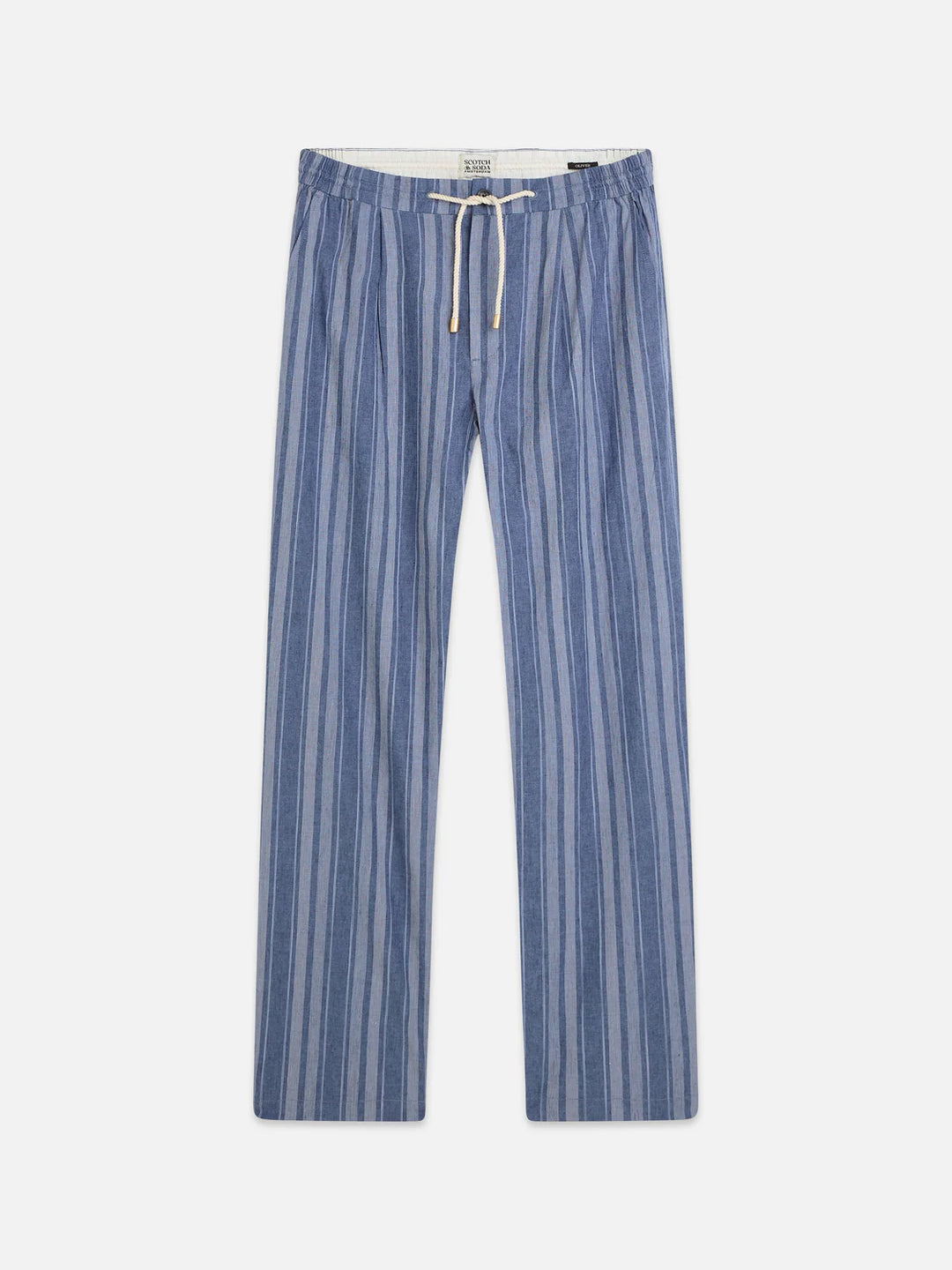 Oliver Pleated Linen-Blend Relaxed Straight-Fit Jogger - Pageant Blue Stripe
