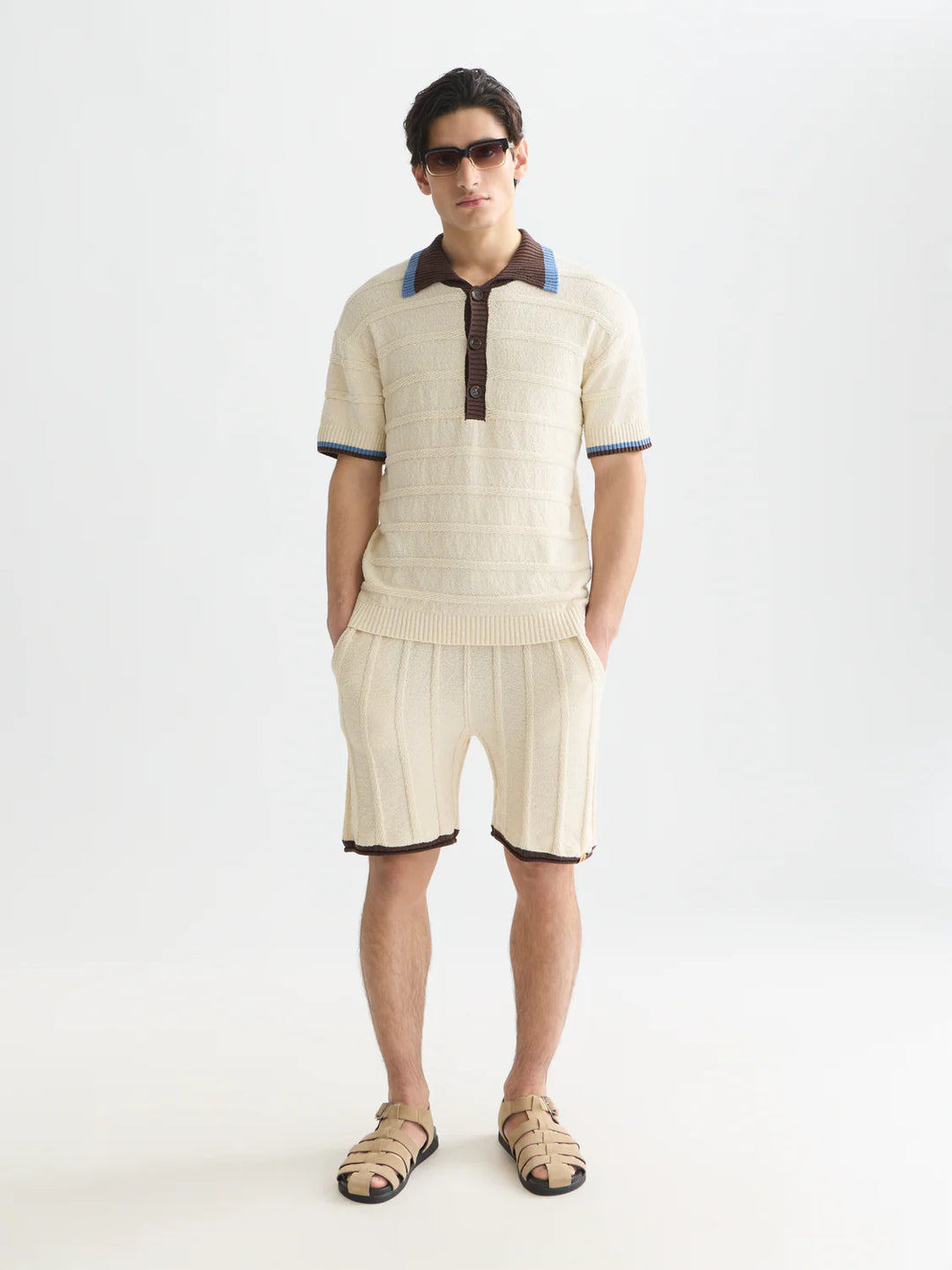 Structured Knitted Shorts Eggnog