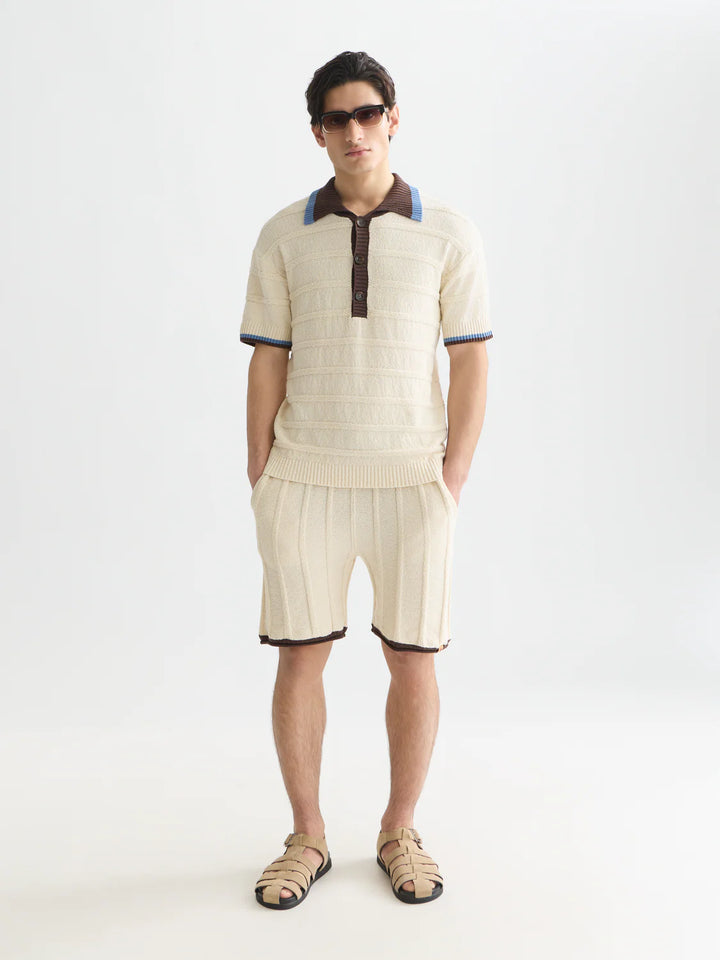 Structured Knitted Shorts Eggnog