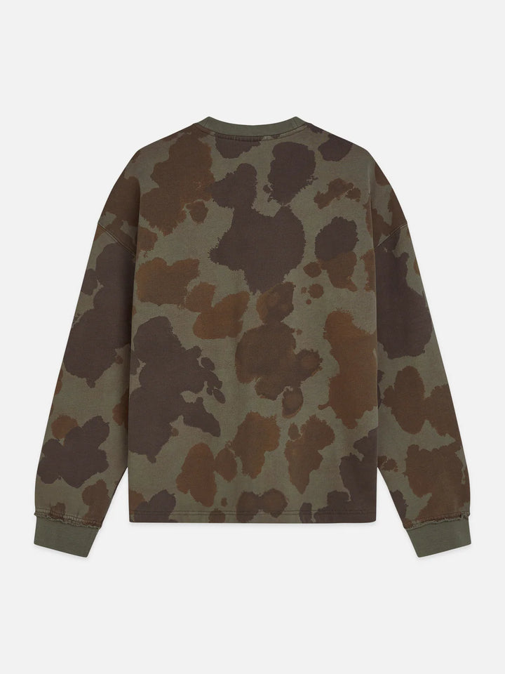Printed Overdyed Loose-Fit Sweatshirt Painterly Animal Olive Night