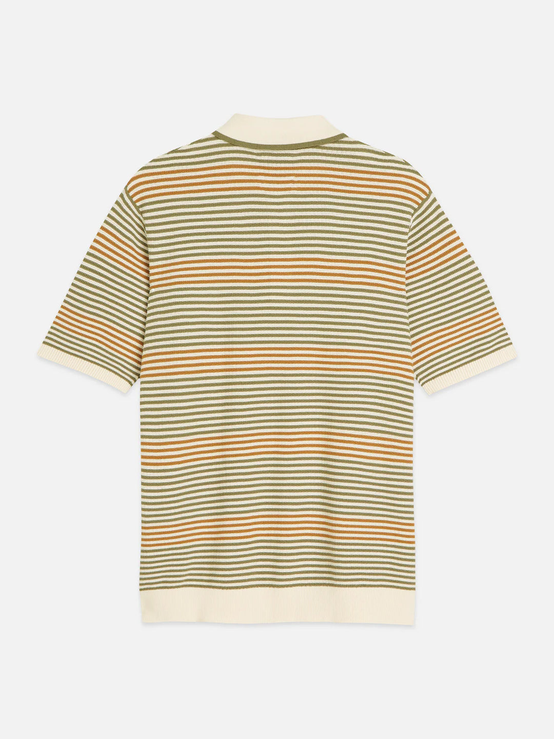 Striped Structured Knitted Regular-Fit Polo Oil Green Stripe