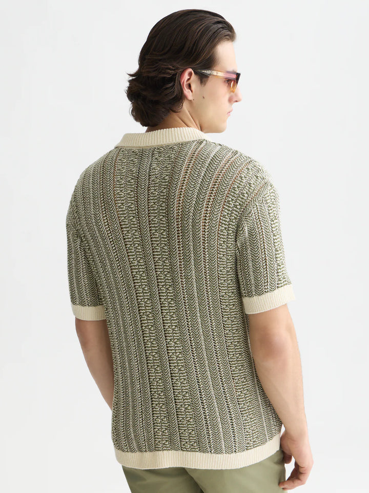 Multi Stitch Extra Dropped Shoulder Polo Eggnog Melange