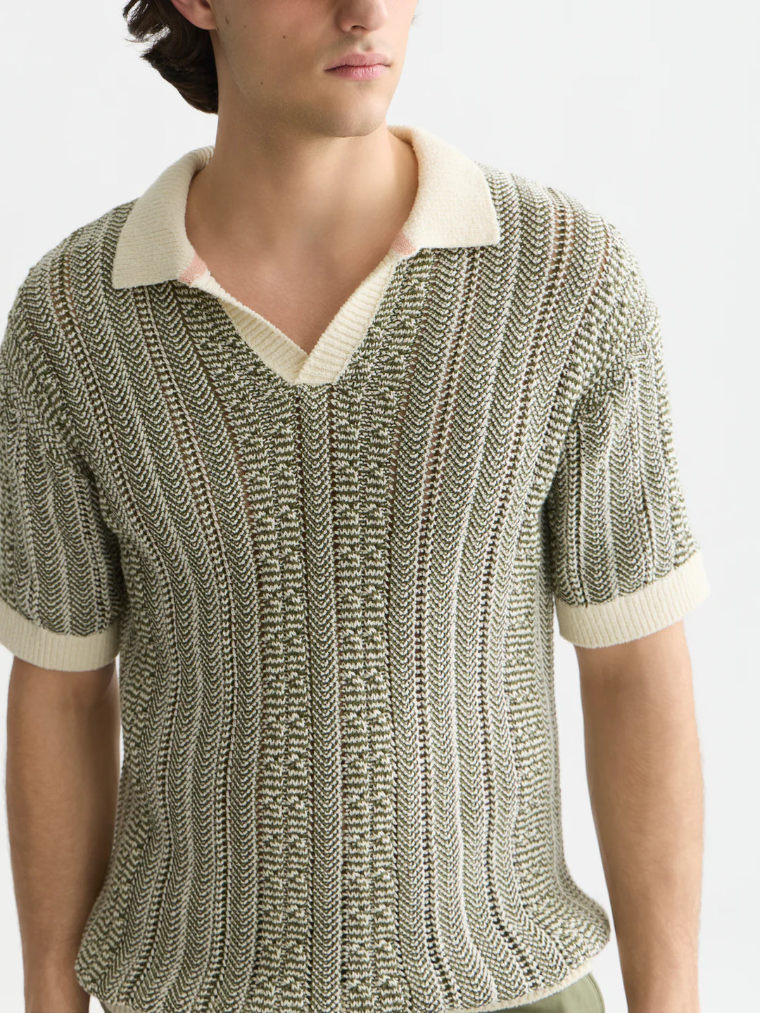 Multi Stitch Extra Dropped Shoulder Polo Eggnog Melange