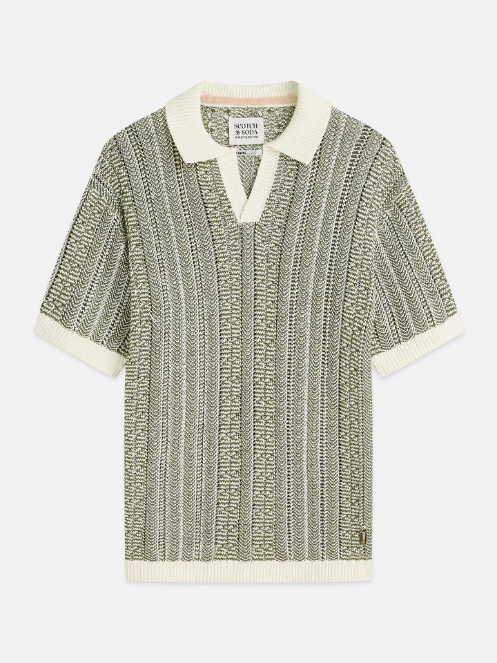 Multi Stitch Extra Dropped Shoulder Polo Eggnog Melange