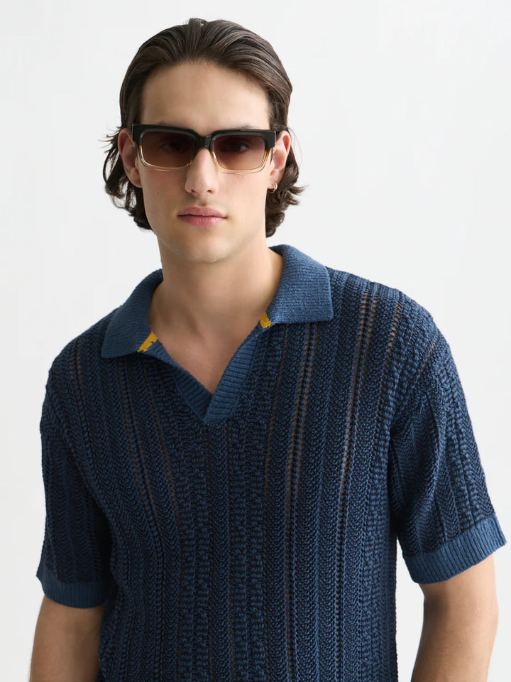Multi Stitch Extra Dropped Shoulder Polo Ensign Blue