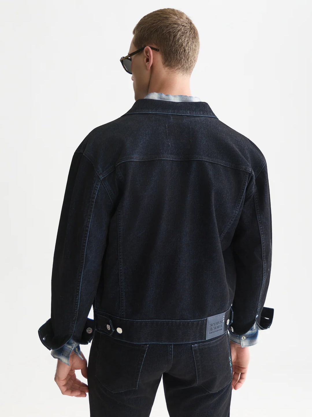 Denim Flock Trucker Jacket - Black Moon