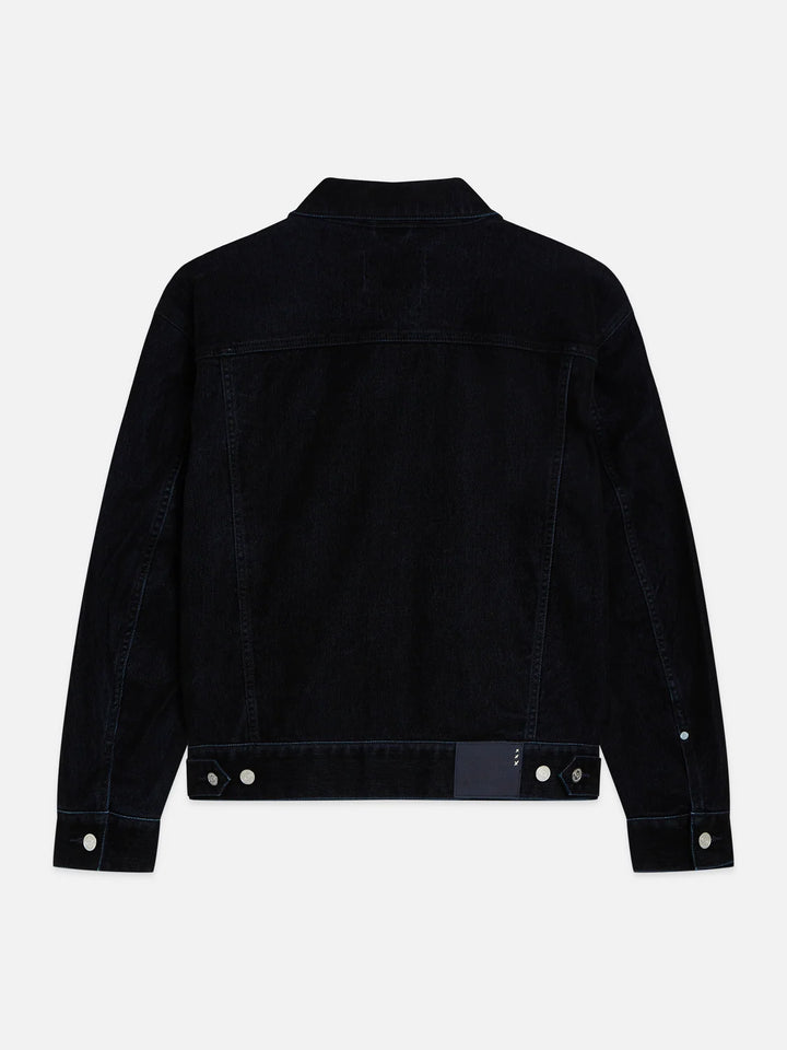 Denim Flock Trucker Jacket - Black Moon