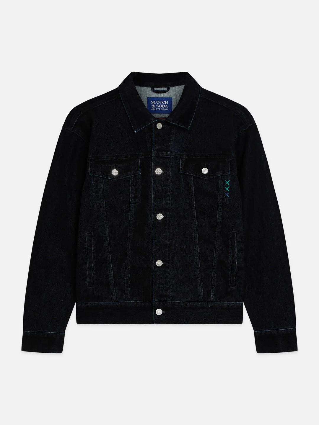 Denim Flock Trucker Jacket - Black Moon