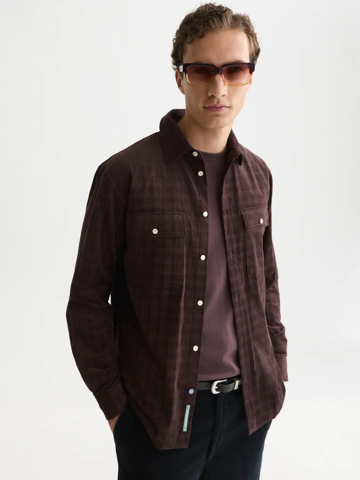Corduroy Checked Relaxed-Fit Shirts - Raisin