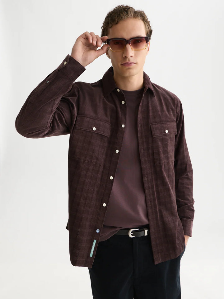 Corduroy Checked Relaxed-Fit Shirts - Raisin