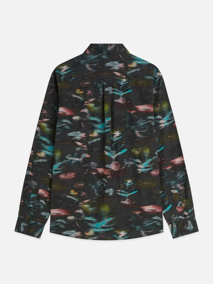 Printed Embroidered Relaxed-Fit Shirt-Glitch Dream Forest Night