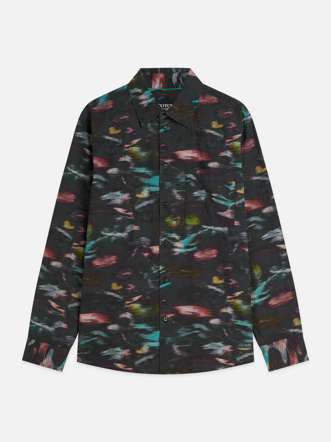 Printed Embroidered Relaxed-Fit Shirt-Glitch Dream Forest Night
