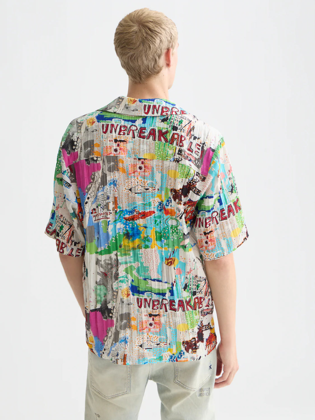 Basquiat Front And Back Artwork Relaxed-Fit T-Shirt Steel Grey