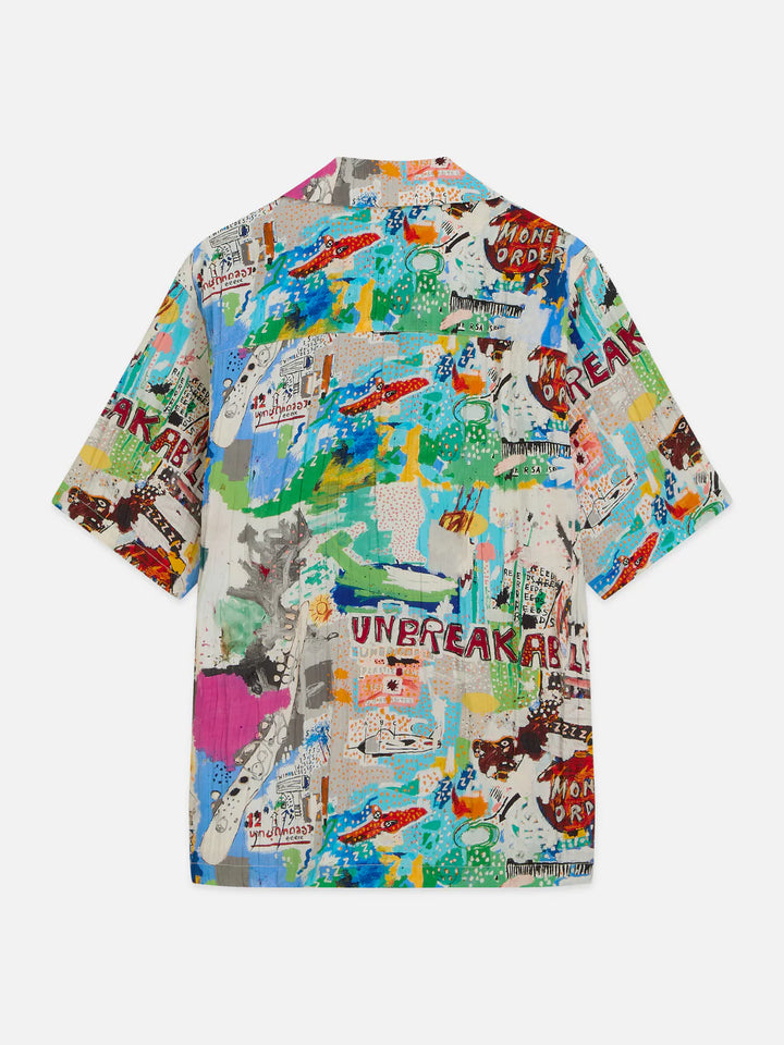Basquiat Front And Back Artwork Relaxed-Fit T-Shirt Steel Grey
